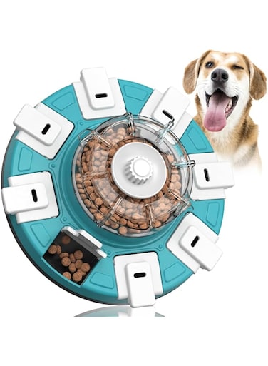 MITAIKO Dog Puzzle Toys Treat Dispenser - Food Dispensing Slow Feeder for Boredom and Stimulating, Interactive Pet IQ Training &amp; Mental Enrichment for Small Medium Large Smart Dogs, Lake Blue
