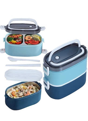 304 Stainless Steel Double Layer Insulated Lunch Box Leak Proof Bento Box Food Container 1400ml