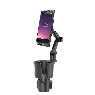 Car Mobile Holder Phone Mount with Cup Holder and Adjustable Base, Universal Fit For All Cars - Black