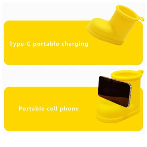 NoFun Silicone LED Lamp Rainboot Night Light, USB Rechargeable &ndash; Yellow