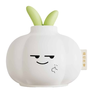 مصباح ليلي من السيليكون بالثوم، مصباح LED سيليكون قابل لإعادة الشحن عبر USB - أبيض