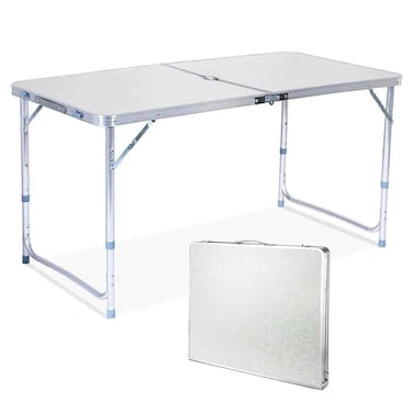 طاولة تخييم قابلة للطي مع أرجل ارتفاع قابلة للتعديل، طاولة ألومنيوم خفيفة الوزن، طاولات شواء داخلية وخارجية وحفلات الطعام والتخييم