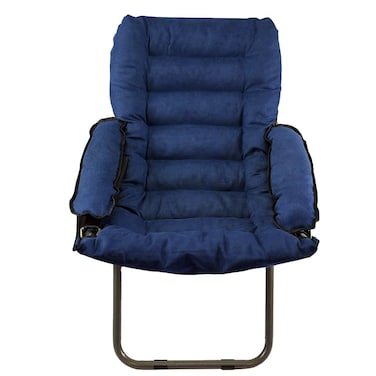 Home Lazy Sofa Chair with Armrests, Leisure Lounge Chair, Simple, Foldable, Single Rocking Chair with Headrest, Living Room - Blue