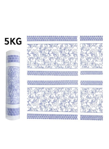 5 KG Disposable Sofra Roll, Beautiful Rose Design Sufra - Blue Flower Design