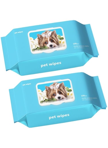Belvery Dog Grooming Wipes Soft- Deodorizing Dog Wipes For Puppies and Cat Face Paw Ear And Butt, White, 100 pcs/pack, 2 Packs
