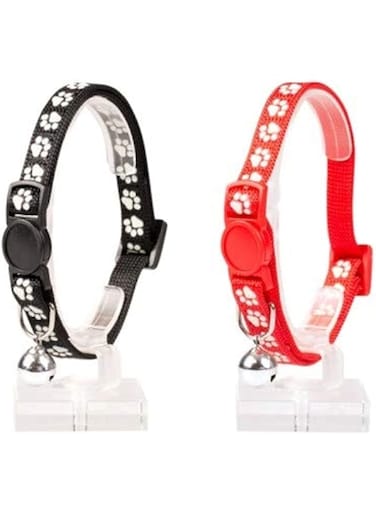 duvoplus Duvo+ Cat Collar Paws Nylon, Reflective Outdoor Quality with Bell 20-30Cm/10Mm