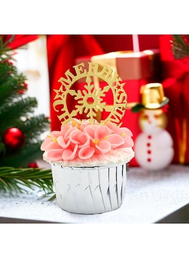 Merry Christmas Cupcake Charm Topper &Atilde;&sbquo;&acirc;&sbquo;&not;&acirc;&euro;&oelig; Elegant Acrylic Cake Toppers, Perfect For Holiday Celebrations (Pack Of 6)