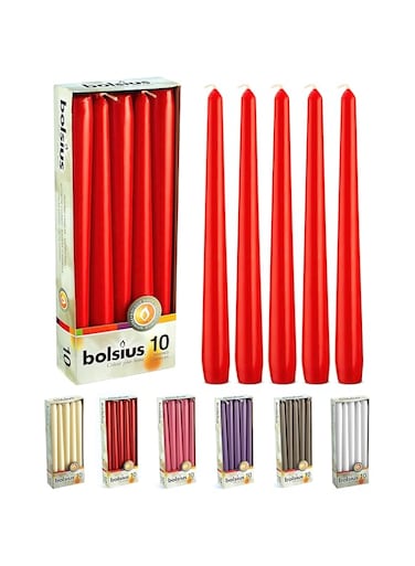 Bolsius Dinner Candles - Red, box of 10