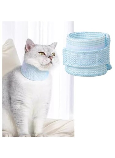 Cat Neck Brace Cover, Breathable &amp; Adjustable Elizabethan Collar for Post-Surgery Recovery Anti-Scratch Anti-Lick Protection, Cervical Cone for Small Medium Large Dogs Puppies Kittens (Medium,Blue)