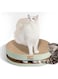 PETPASS Muti-function Cat Scratcher Cardboard Oval Design Durable Cat Scratching Pad with 2 Bell Balls Toy, Durable Curved Corrugated Cat Scratch Pad Bowl for Indoor Kitty Cat