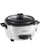 Russell Hobbs (27040GCC) Medium Rice Cooker &amp; Steamer - 2L, Versatile Cooking, Keep Warm, Non-Stick, Glass Lid, White, 500W - 1-Year Warranty
