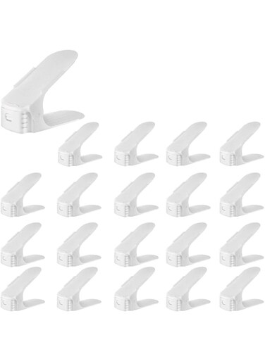Halobop Adjustable Shoe Slots Organizer (Pack of 20, White)