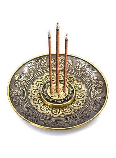 meifan Incense Stick Holder, Brass Incense Burner 9 Incense Holes with Detachable Ash Catcher Retro and Elegant Fragrance Accessories