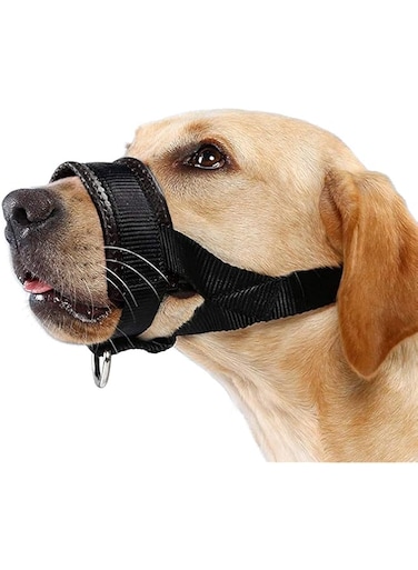 TERRIFI Dog Muzzle, Soft Nylon Muzzles for Chewing, Biting, Breathable Padded Muzzle Loop for Medium, Large and Extra Aggressive Dogs, Allows Panting and Drinking(L,18-30CM)