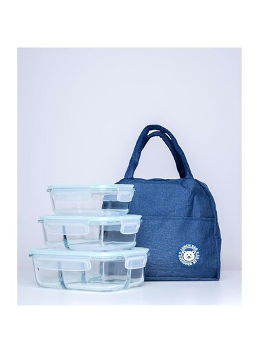 MODEN 1 &amp; 2 &amp; 3 Compartment Glass Meal Prep Containers (3 Pack, 35 oz) - Glass Food Storage Containers with Lids, Glass Lunch Box, Glass Bento Box Lunch Containers, Portion Control, Airtight