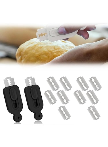 NALACAL Bread Scoring Tool, 2 Pack Bread Lame, with 10pcs Blades, Extractable And Magnetic Bread Cutter Dough Scoring Tool Push-Pull Handle for Bread, Essential Sourdough Bread Baking Supplies (Black)