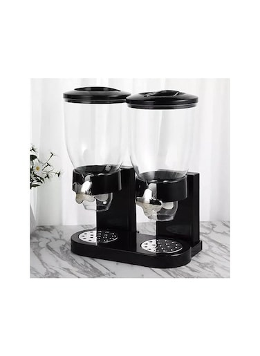 Dual Dry Food Dispenser &ndash; Countertop Cereal Dispenser &ndash; Cereal Dispenser for Pantry &ndash; Large Capacity Cereal Dispenser with 2 Plastic Containers &ndash; Durable