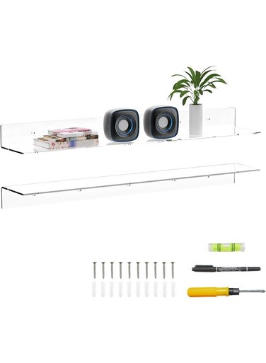 91.5 Cm Clear Long Floating Shelves For Wall