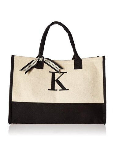 Mud Pie Initial Canvas Tote Bags