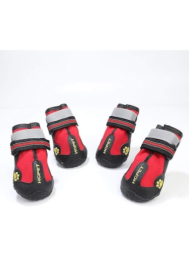 Water Resistant Dog Shoes with Two Reflective Fastening Straps and Rugged Anti-Slip Sole   Dog Boots for Small Medium Large Dogs   Size Chart in Pictures Size 4