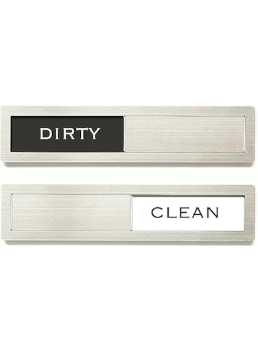 Dishwasher Magnet Clean Dirty Sign, Premium Stainless Steel Black and White Non-Scratch/Kitchen Decor/Easy to Read &amp; Slide/Strong Magnet Clean Dirty Magnet for Dishwasher