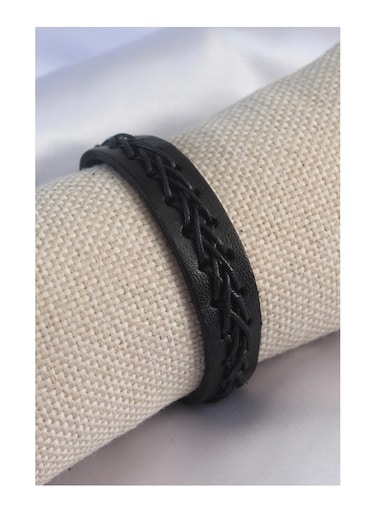 Black Leather Men's Bracelet
