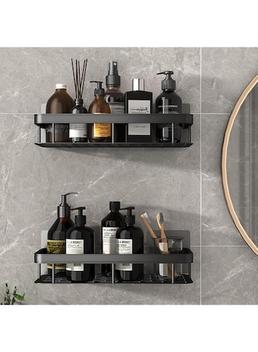 Cozy Nest 2-Pack Shower Caddy Bathroom Shelf Organizer with Adhesive sticker/screws.No Drilling Iron Wall Mounted Toilet Shelf Rack Storage Accessories
