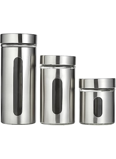 Harmony 2724623292946 Glass Canister With Stainless Steel Coat 3 Pieces Set
