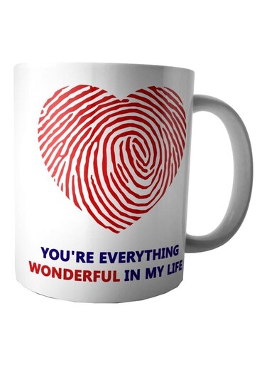 Afandy Valentines Day Printed Coffee Mug White/Red/Blue