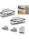 5 Piece Set Wall-Mounted Bathroom Rack Set Self Adhesive No Drilling Bathroom Shelf Wall Mounted Shower Shelves Carbon Steel Shower Shelves For Bathroom, Toilet, Kitchen (Black)