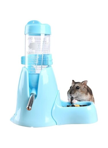 Hamster Water Bottle,80ml Hamster Water Dispenser Free Standing Small Animal Water Bottle with Stand Hut Automatic Feeder and Food Dispenser Holder for Rabbit Guinea Pig Rat Gerbil Chinchilla