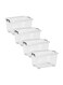 33L Clear Plastic Storage Box With Wheels &amp; Lockable Lid (Pack Of 4)