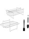 Duomama High Quality Stainless Steel Air Fryer Rack Set - Skewer Rack with Tong and Oil Brush - Compatible with Double Basket Air Fryers - Enhance Your Air Fryer Cooking Experience!