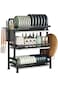 Kitchen Carbon Steel Drain Bowl and Dish Rack Storage Rack with Chopsticks and Chopping Board