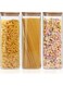 PICCASIO&trade; 3 Pcs Glass Jars, High Borosillicate Cookie Container, Clear Food Storage Canisters Sets for Bean, Spaghetti, Pasta Cereal &amp; Herbs, Airtight Food Containers with Bamboo Lid