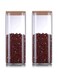 Lushh Square Glass Storage Jar with Air tight Bamboo Lid, Borosilicate Kitchen Food Container Set for Candy Cookie Rice Sugar Flour Pasta Nuts, of 2Pcs 1800 ML
