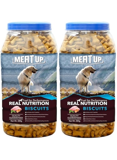 Meat Up Dog Treat Biscuit, Mutton Flavour 500G ( ) Total 1Kg Pack - All Life Stages