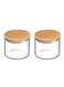 Set of 2 Pcs Premium Borosilicate Glass Canister with Airtight Wooden Lids (450ML)