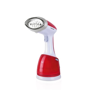 Saachi NL-GS-395-RD Handheld Garment Steamer &amp; Portable Steam Iron &ndash; 1700W, 220ml Removable Water Tank, Stainless Steel Soleplate, 35-Second Fast Heat Up, Continuous Steam Lock.