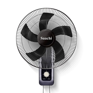 Saachi 16-Inch Wall Fan with Powerful Motor, 3-Speed Settings, 5-Blade Design, Wide Oscillation &amp; Overheat Protection &ndash; Energy Efficient &amp; Silent Cooling NL-FN-1740W-BK