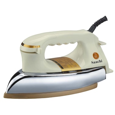 Saachi Heavy Dry Iron NL-IR-3103-WH, 5lb Weight, Ceramic Soleplate, 6 Temperature Settings, Fast Heating, Pilot Light, 1200W
