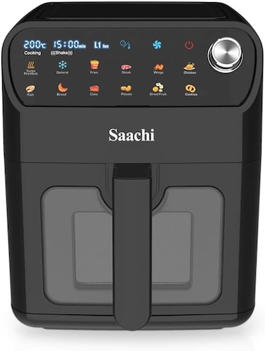 Saachi 7.0L Digital Air Fryer NL-AF-4786D-BK, 12 Preset Programs, Viewing Window, 80&ndash;200&deg;C Adjustable Temp, Rapid Air Technology, Non-Stick Basket, Timer, Overheat Protection, Dishwasher Safe.