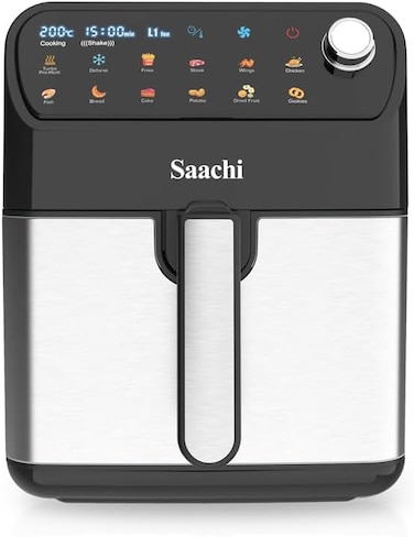 Saachi 7.0L Air Fryer NL-AF-4787D-BK, Digital Touch Control, 12 Preset Programs, 80&ndash;200&deg;C Adjustable Temp, Rapid Air Technology, Oil-Free Cooking, Non-Stick Basket, 1700W