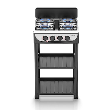 Saachi FlameMaster 4-Burner Gas Stove &ndash; Whirlwind Technology, Effortless Cleaning, Maximum Efficiency NL-GAS-5256-BK