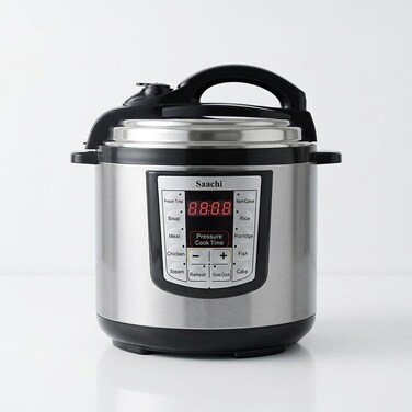 Saachi 4-Litres Electric Pressure Cooker NL-PC-5304-BK with LED Display, 10 Cooking Programs, Stainless Steel Housing and Non-Stick Inner Pot