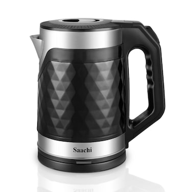 Saachi 1.8L Cordless Electric Kettle with Elegant Diamond Texture &ndash; Fast Boil, Auto &amp; Manual Shut-Off, 360&deg; Rotating Base, Concealed Heating Element &amp; Overheat Protection NL-KT-7762-BK