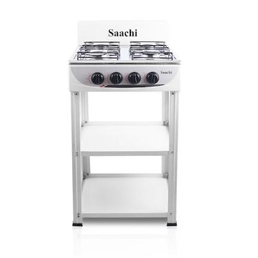 Saachi FlameMaster 4-Burner Gas Stove &ndash; Whirlwind Technology, Effortless Cleaning, Maximum Efficiency NL-GAS-5256-WH