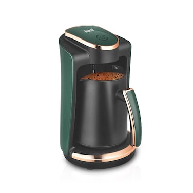 Saachi Turkish Coffee Maker NL-COF-7046-GN, 4 Cups Automatic Electric Coffee Machine, Anti-Overflow System, 250ml Tank, Tea &amp; Turkish Coffee Brewer, 400W