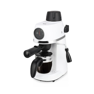 Saachi 3.5-Bar Espresso Coffee Maker NL-COF-7047-WH, 2-4 Cups 240ml, Cappuccino &amp; Latte Machine, Steam Frother, Stainless Steel Filter, 800W