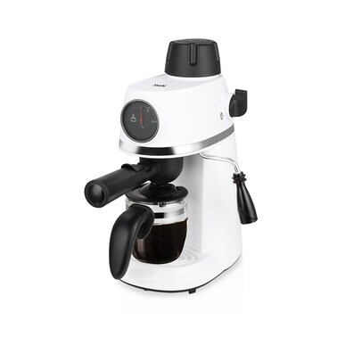 Saachi 3.5-Bar Espresso Coffee Maker NL-COF-7047-WH, 2-4 Cups 240ml, Cappuccino &amp; Latte Machine, Steam Frother, Stainless Steel Filter, 800W